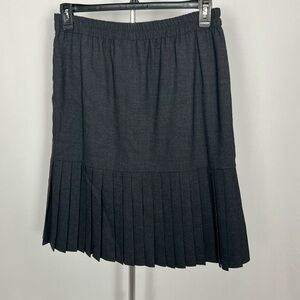 Dana Buchman 100% Wool Gray Midi Skirt with Pleated Hem